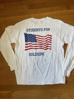 White Students For Soldiers Longsleeve Shirt Mens Size  Medium